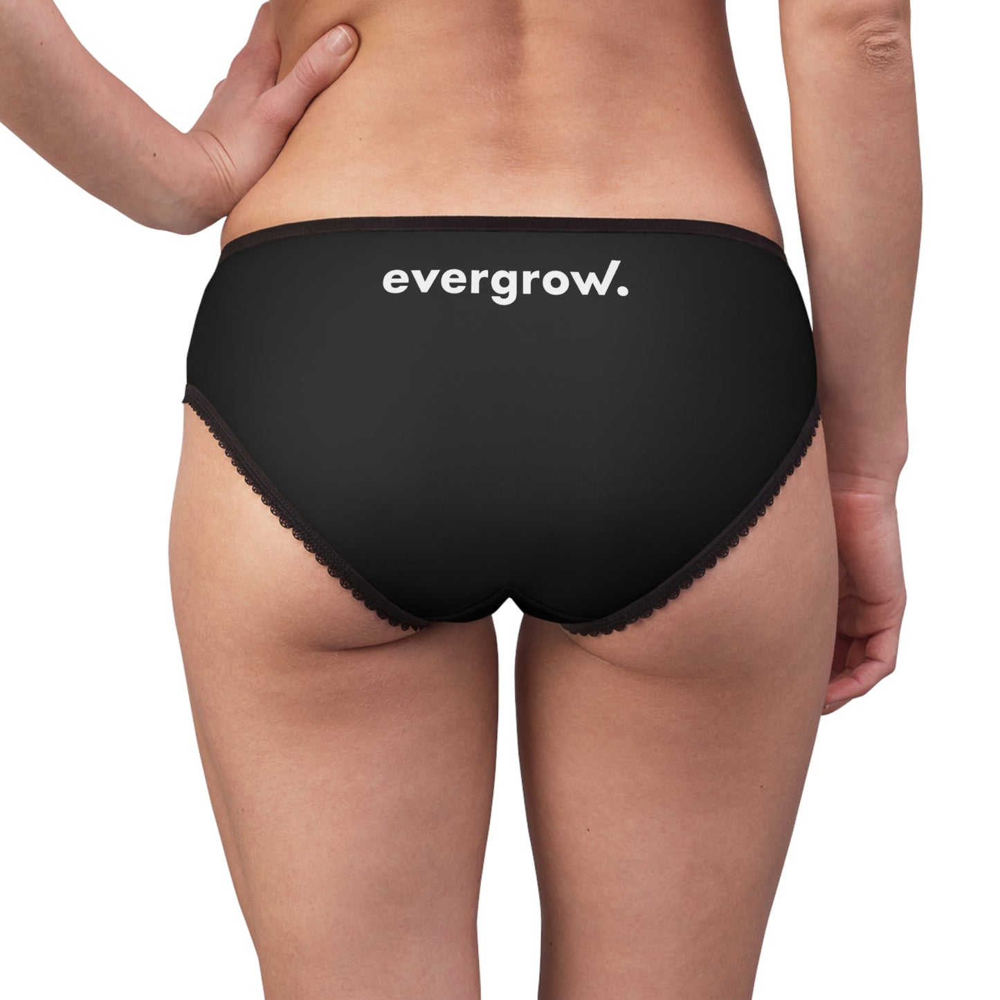 China - Women's Briefs - Black with white EverGrow logo in white and white evergrow on back