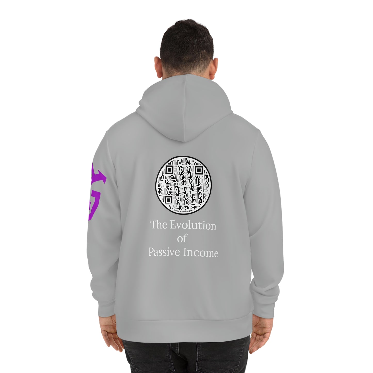 China - AOP Fashion Hoodie - White with EGC Logo and QR Code on back