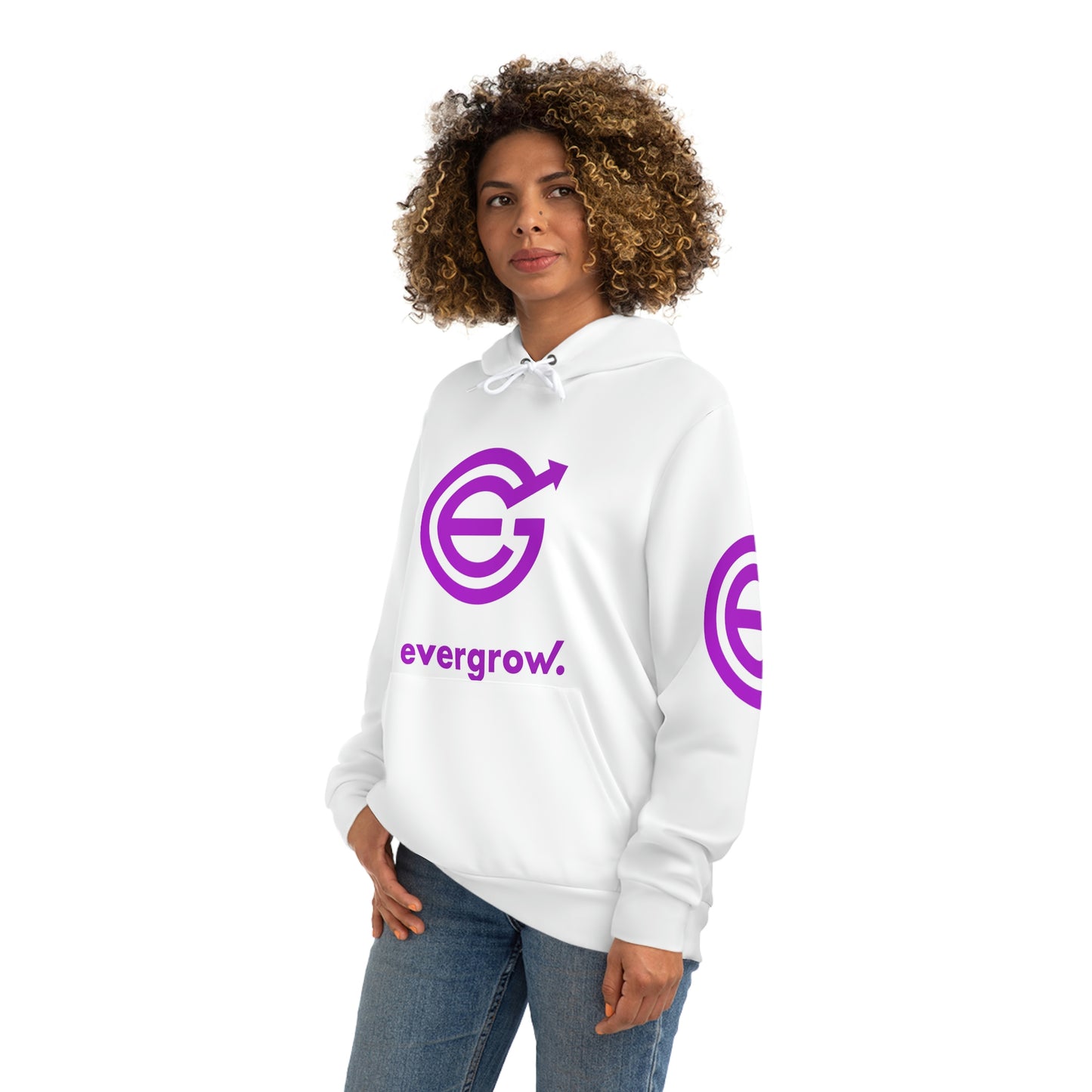 China - AOP Fashion Hoodie - White with EGC Logo and QR Code on back