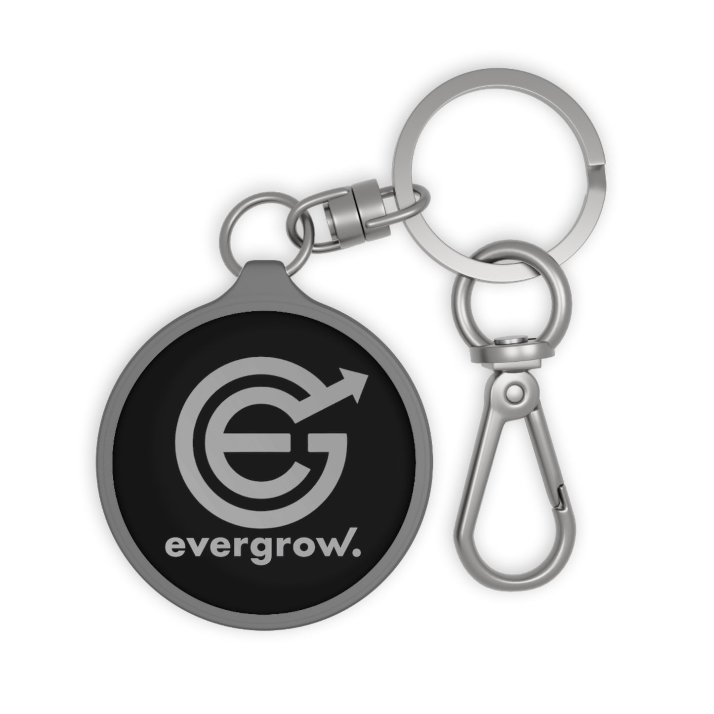 EverGrow Keyring Tag with black background with EverGrow and logo in gray - Worldwide