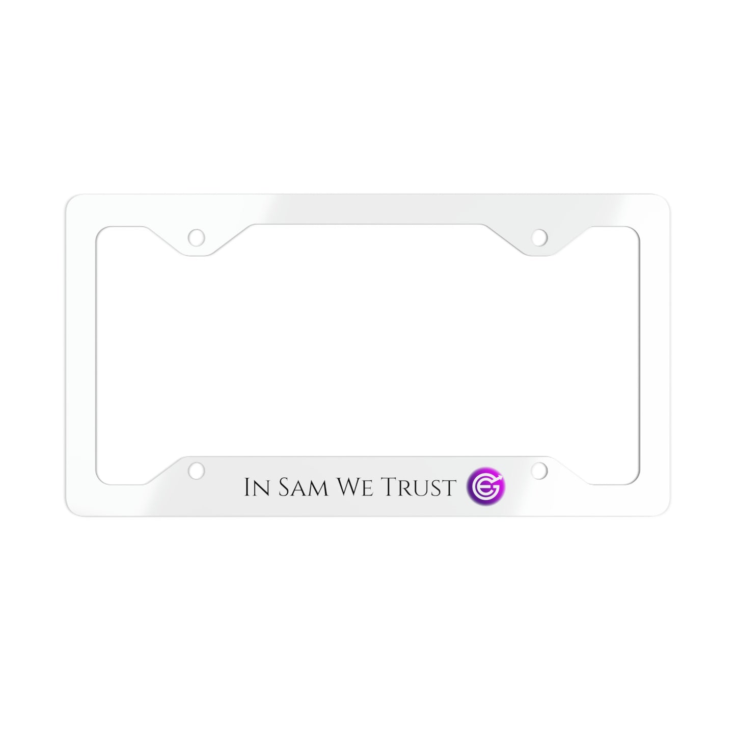 USA - Metal License Plate Frame - In Sam We Trust with EverGrow logo -