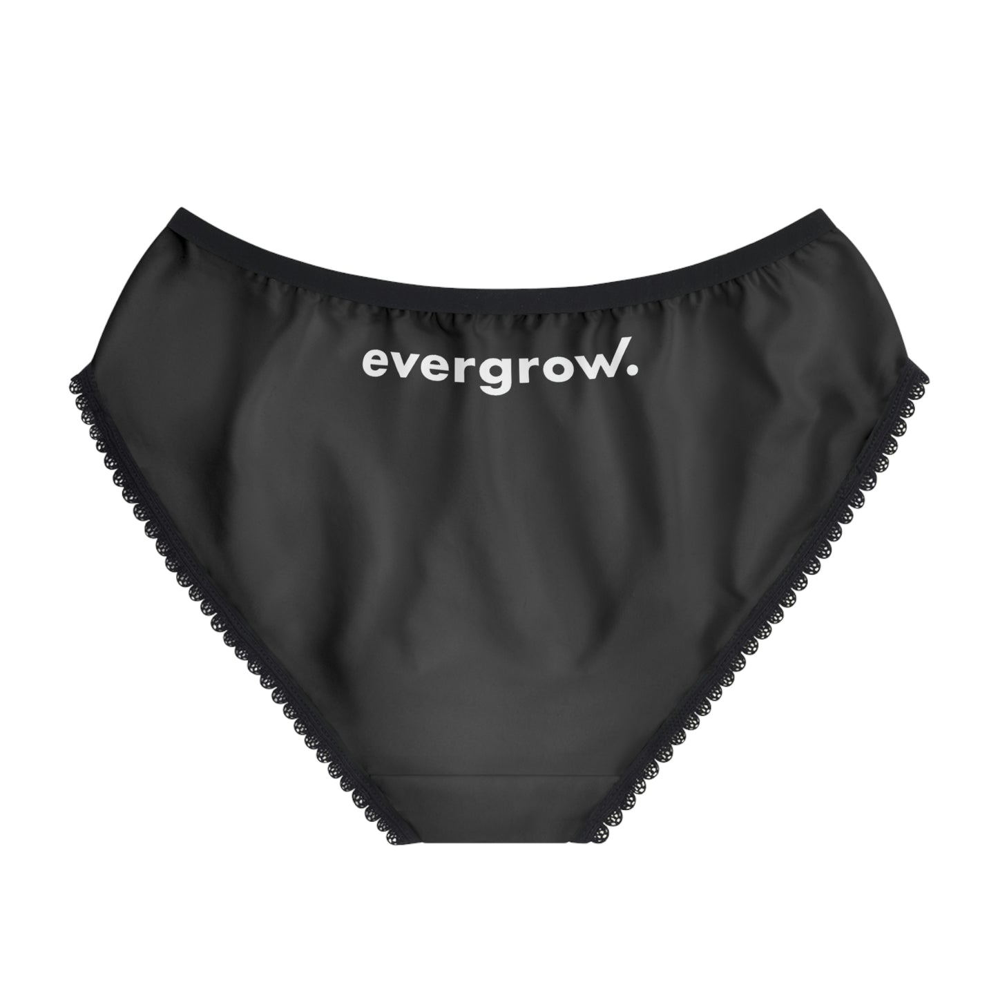 China - Women's Briefs - Black with white EverGrow logo in white and white evergrow on back