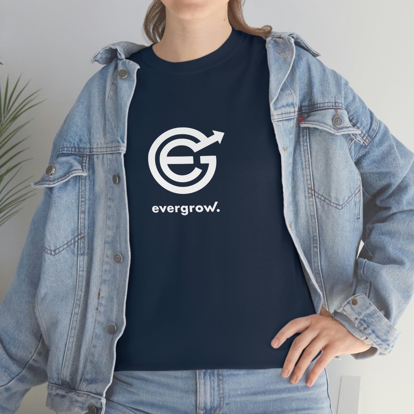 Copy of USA - Unisex Heavy Cotton Tee - EverGrow Logo in White and evergrow below - White shirt using EGC Purple color