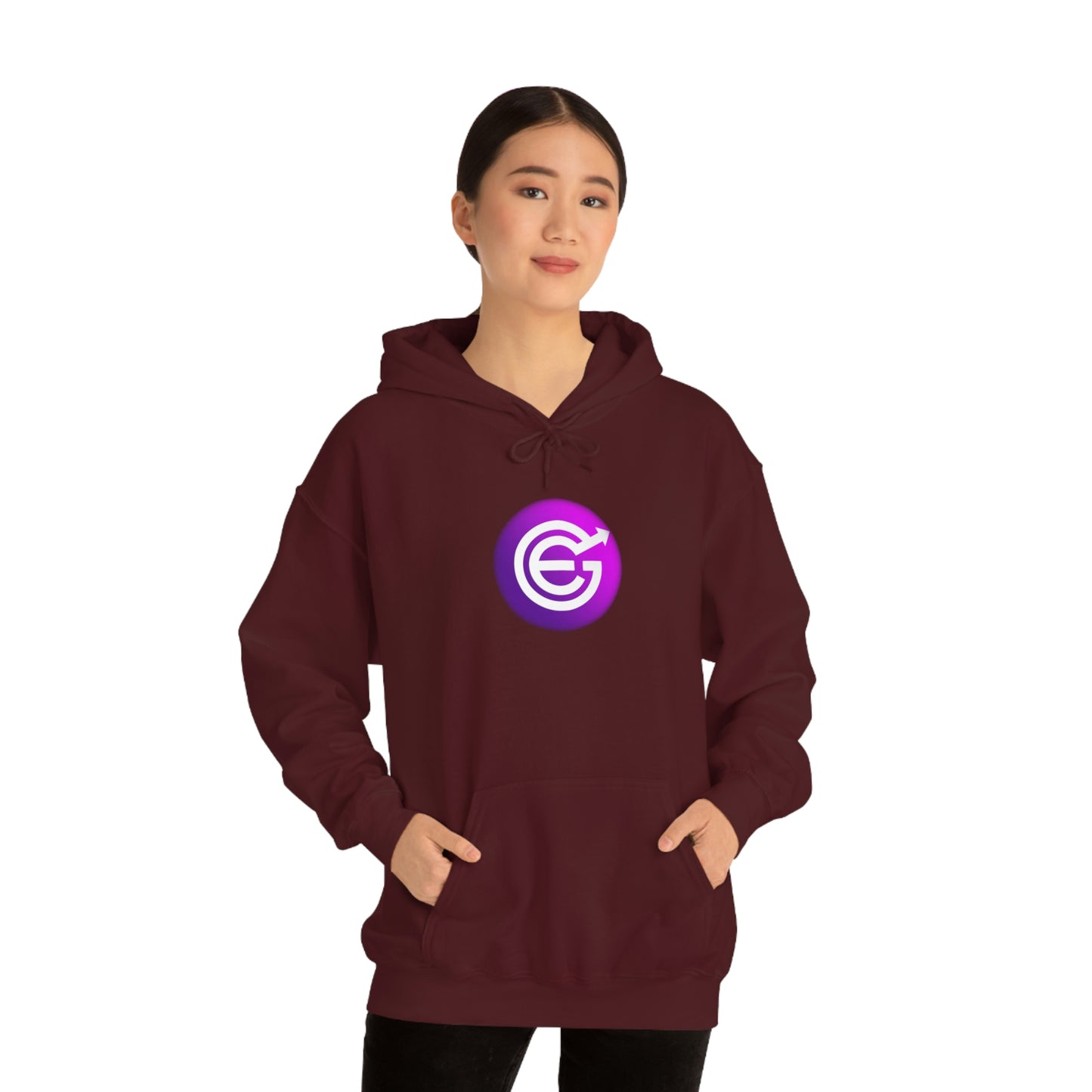 USA - Unisex Heavy Blend™ Hooded Sweatshirt - Evergrow Logo on front and QR Code on back with “The Evolution of Passive Income”