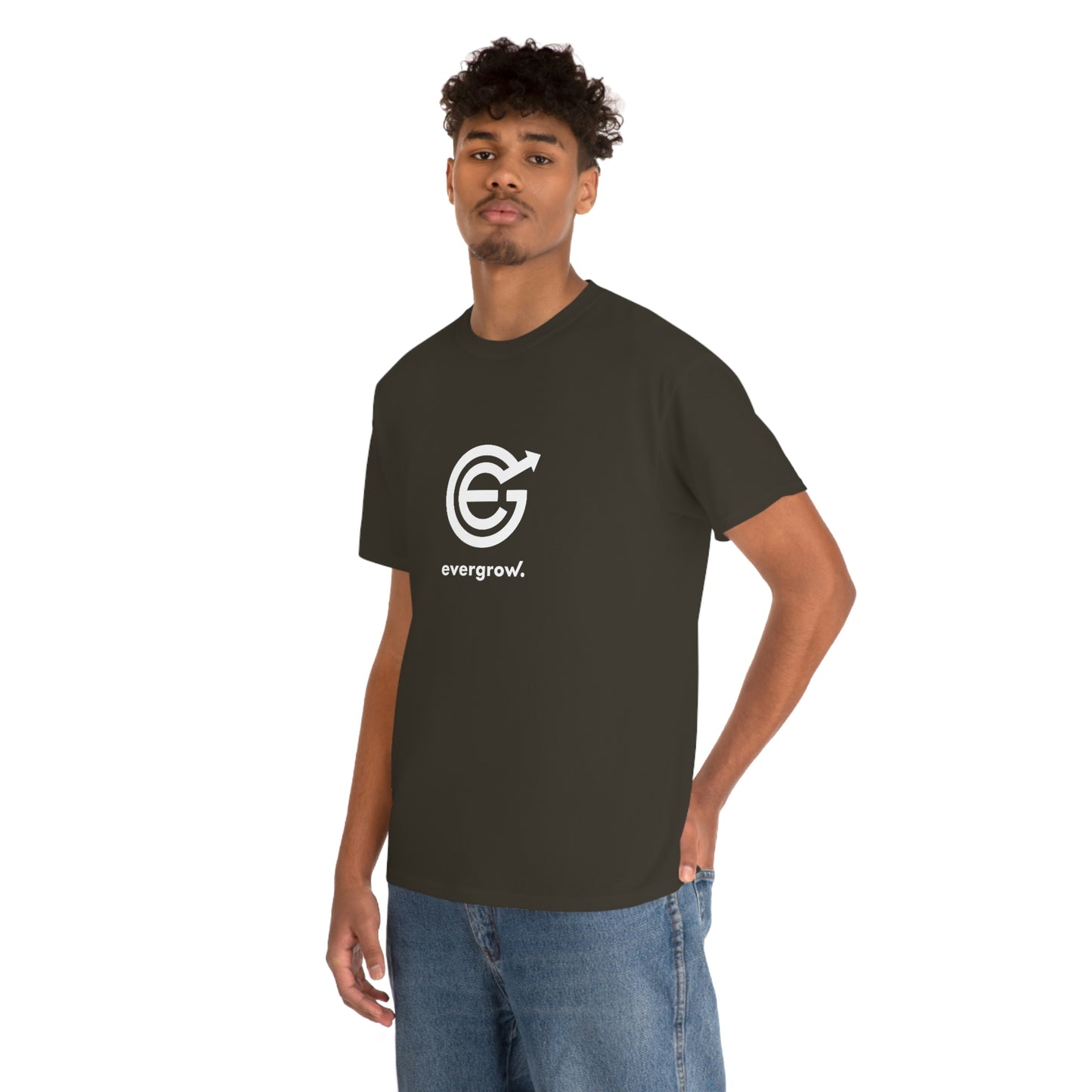 Copy of USA - Unisex Heavy Cotton Tee - EverGrow Logo in White and evergrow below - White shirt using EGC Purple color