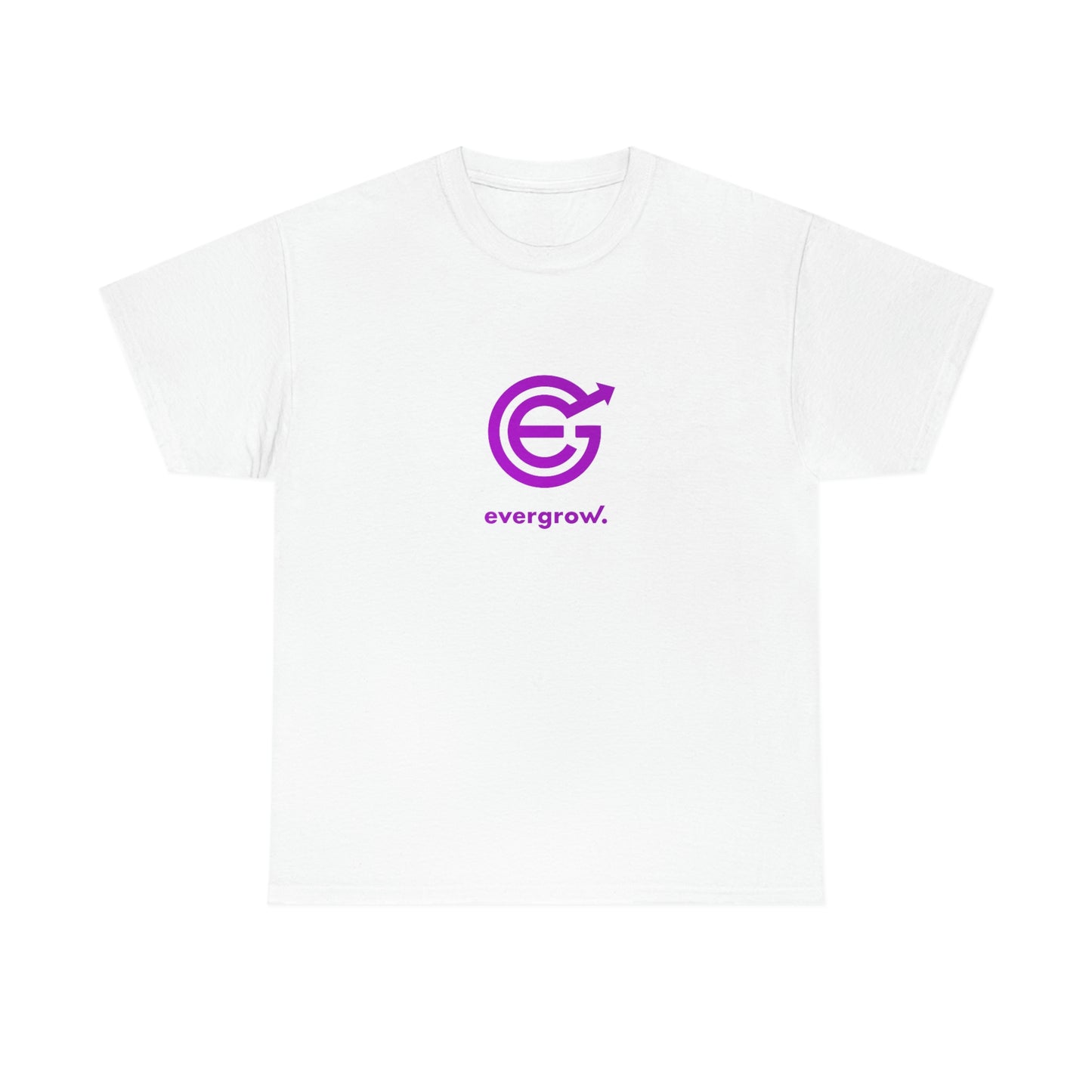 Copy of USA - Unisex Heavy Cotton Tee - EverGrow Logo in White and evergrow below - White shirt using EGC Purple color