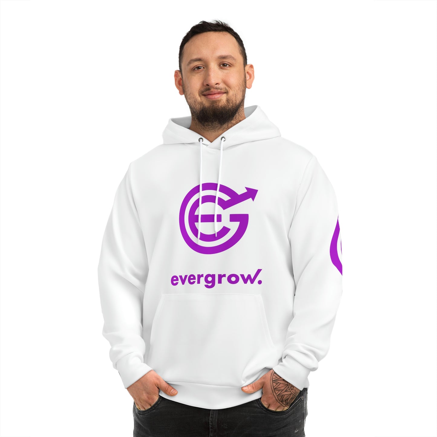 China - AOP Fashion Hoodie - White with EGC Logo and QR Code on back