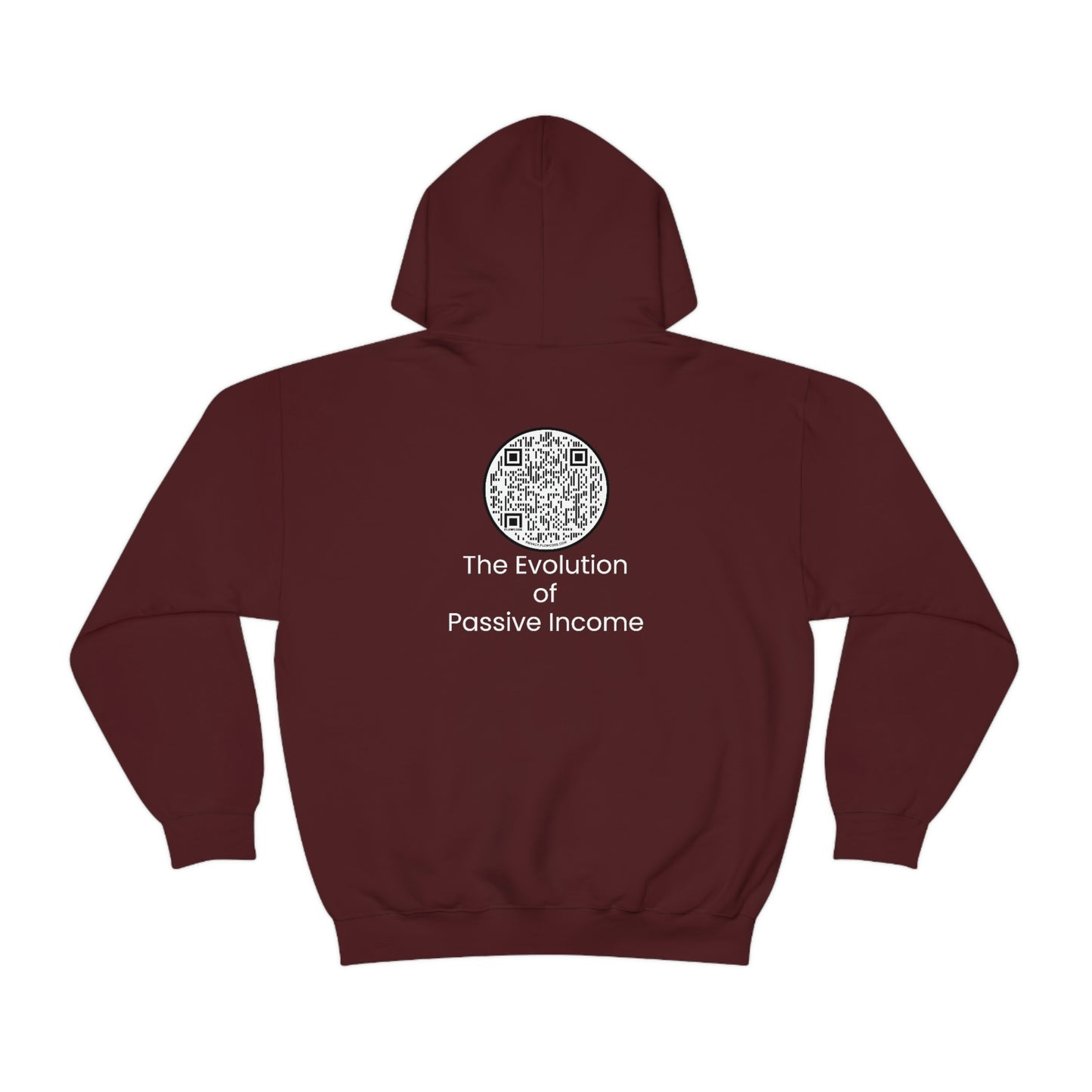 USA - Unisex Heavy Blend™ Hooded Sweatshirt - Evergrow Logo on front and QR Code on back with “The Evolution of Passive Income”