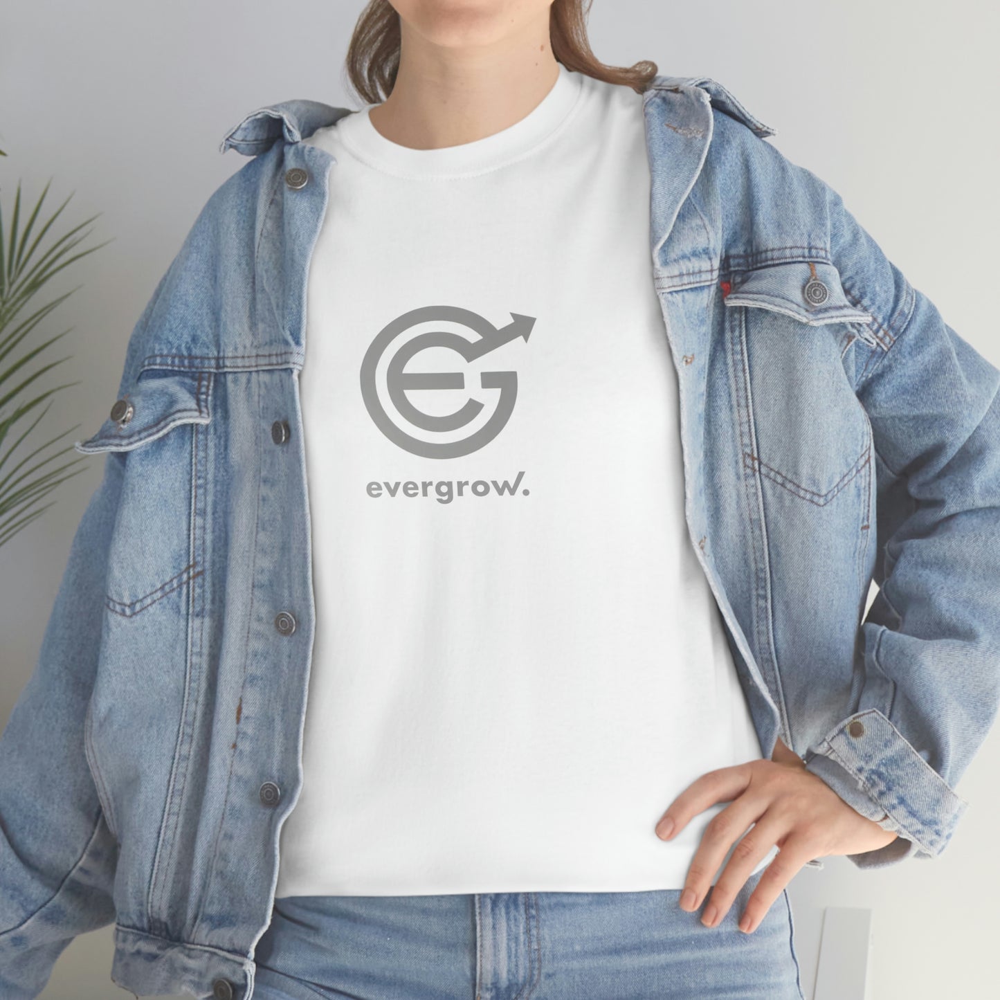 USA - Unisex Heavy Cotton Tee - EverGrow Logo in Gray and evergrow