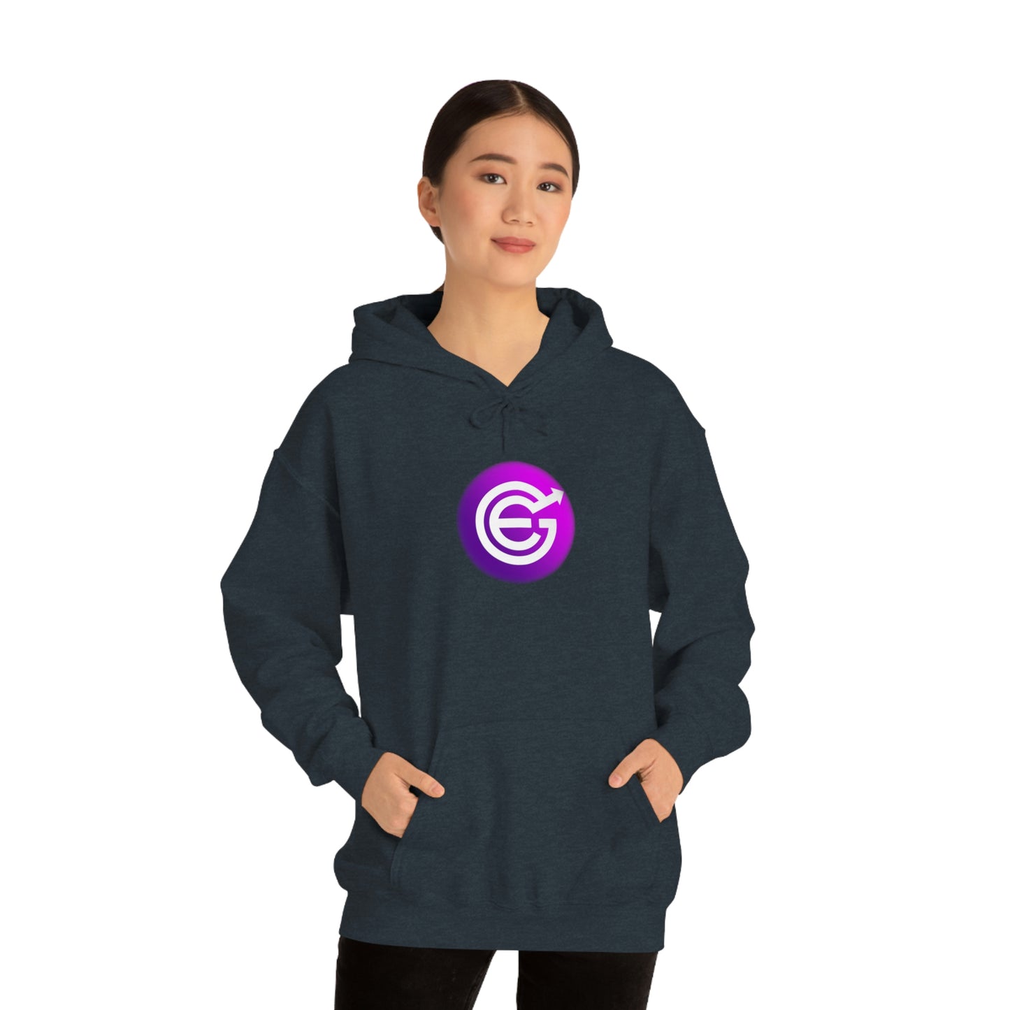 USA - Unisex Heavy Blend™ Hooded Sweatshirt - Evergrow Logo on front and QR Code on back with “The Evolution of Passive Income”