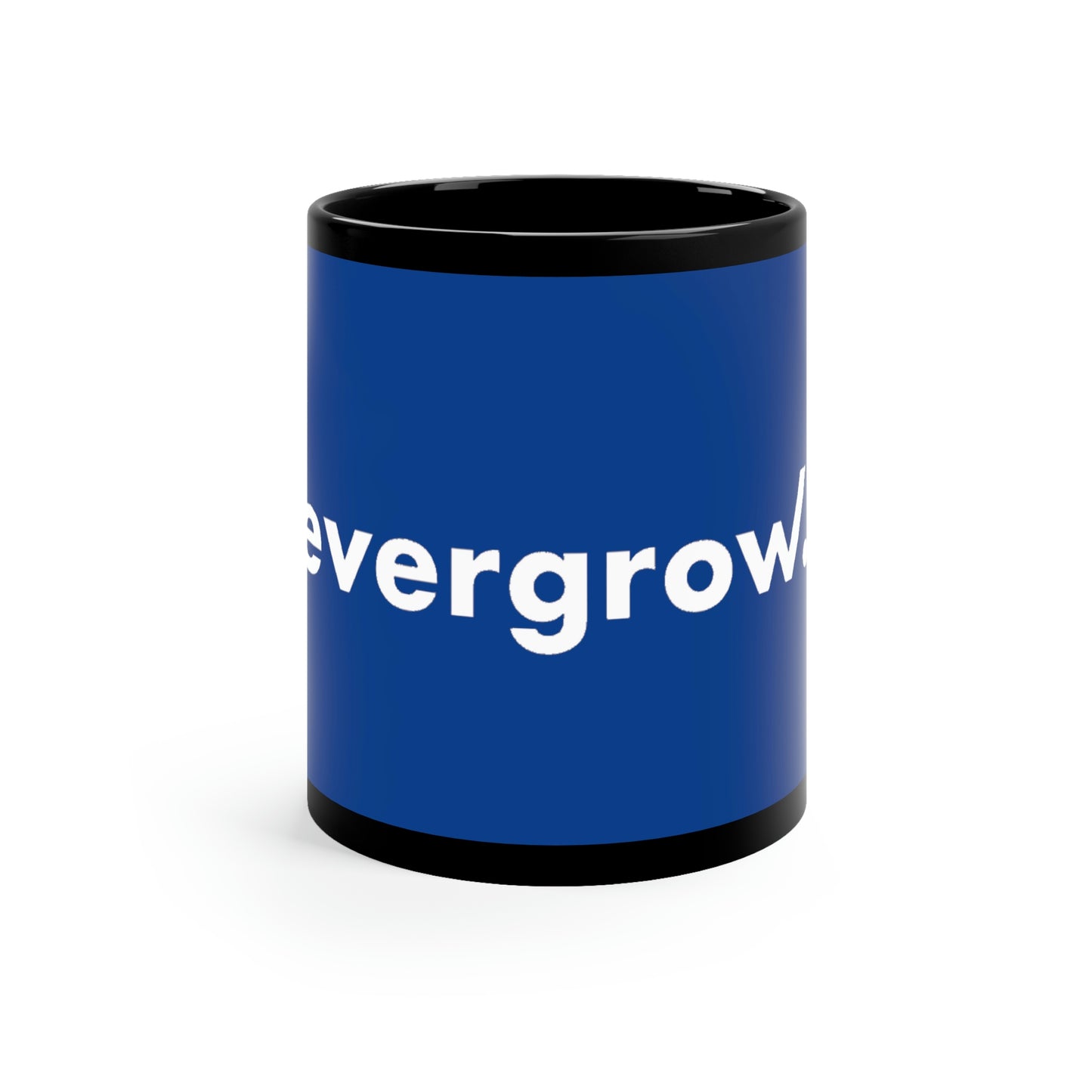 USA - 11oz Black Mug in Dark Blue with evergrow in white