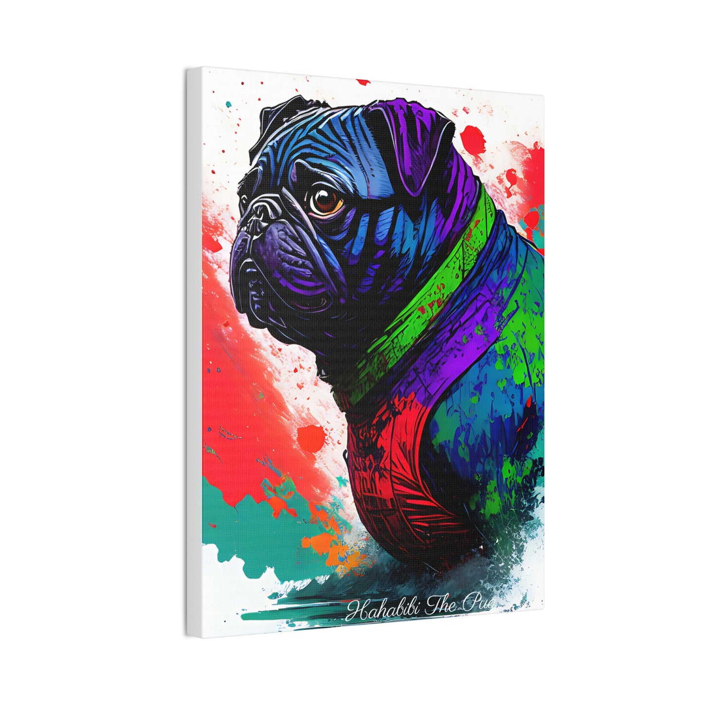 Habibi The Pug - Canvas Stretched, 0.75"