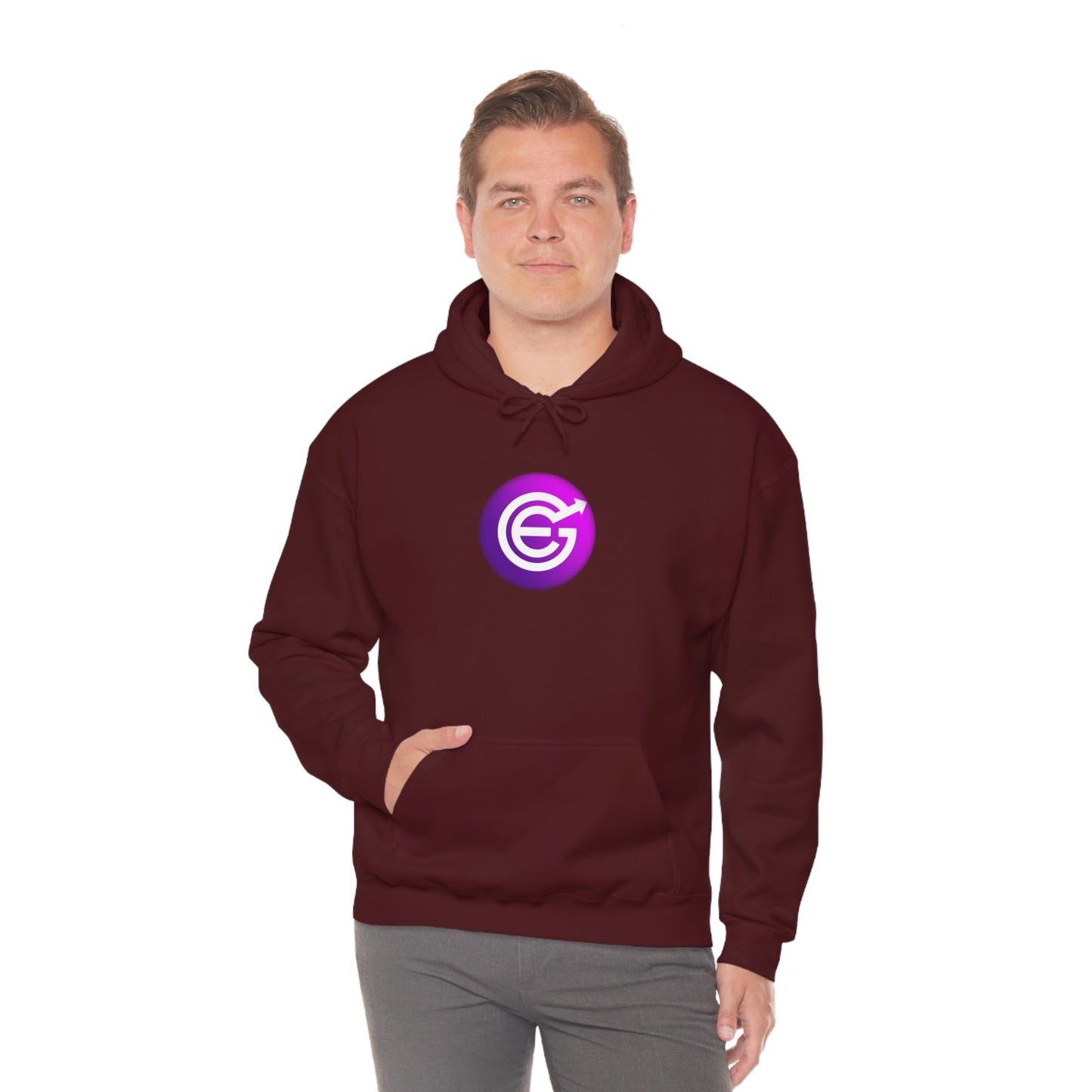 USA - Unisex Heavy Blend™ Hooded Sweatshirt - Evergrow Logo on front and QR Code on back with “The Evolution of Passive Income”