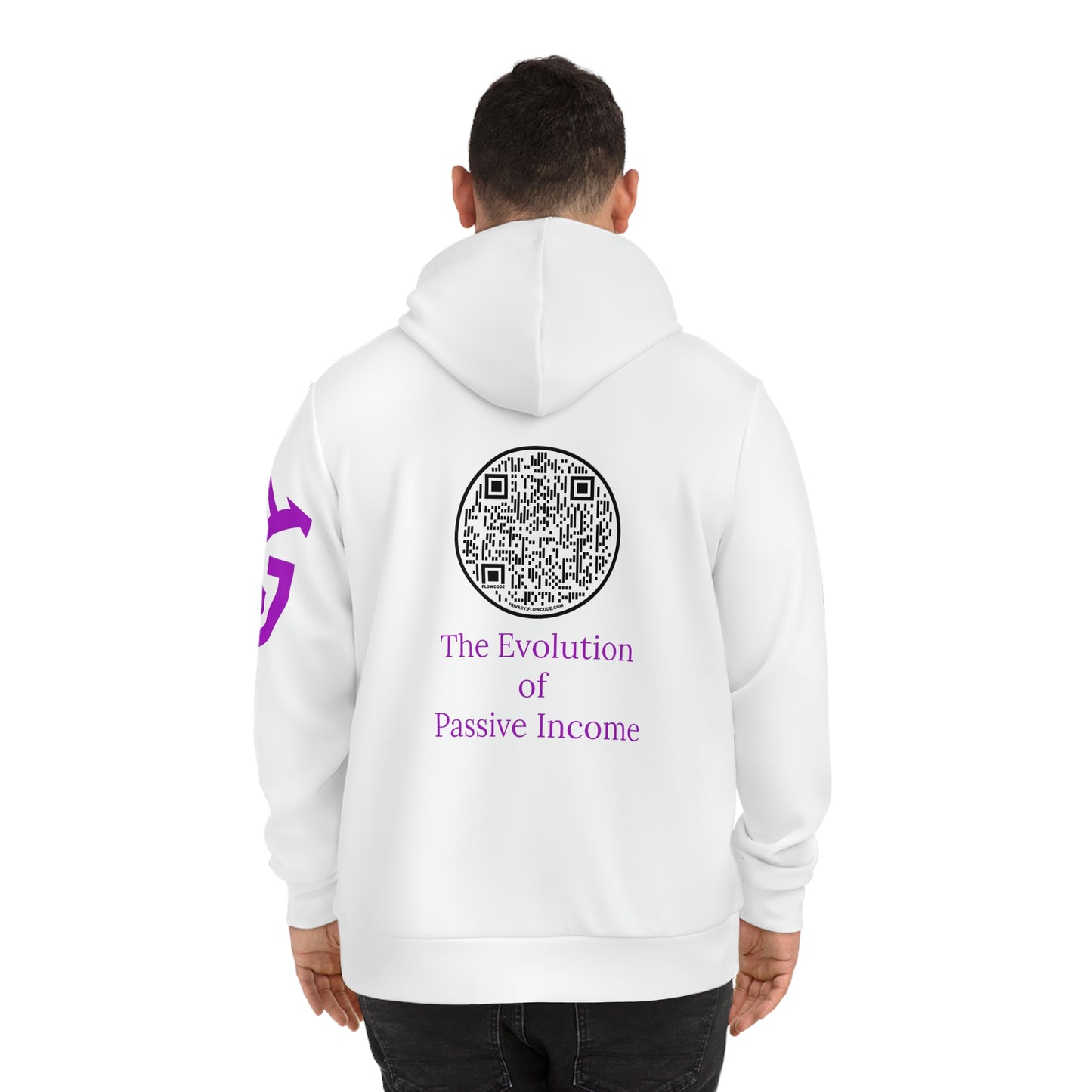 China - AOP Fashion Hoodie - White with EGC Logo and QR Code on back