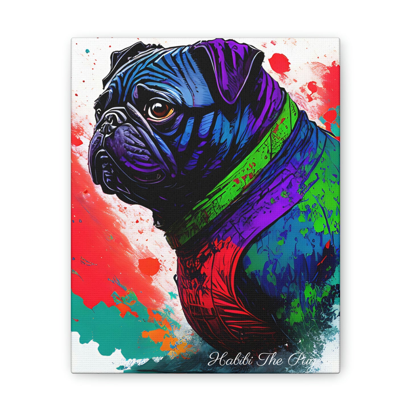 Habibi The Pug - Canvas Stretched, 0.75"