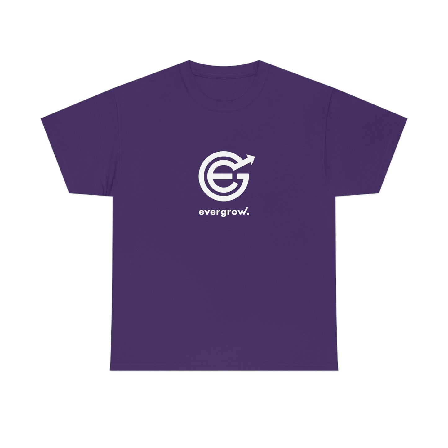 Copy of USA - Unisex Heavy Cotton Tee - EverGrow Logo in White and evergrow below - White shirt using EGC Purple color