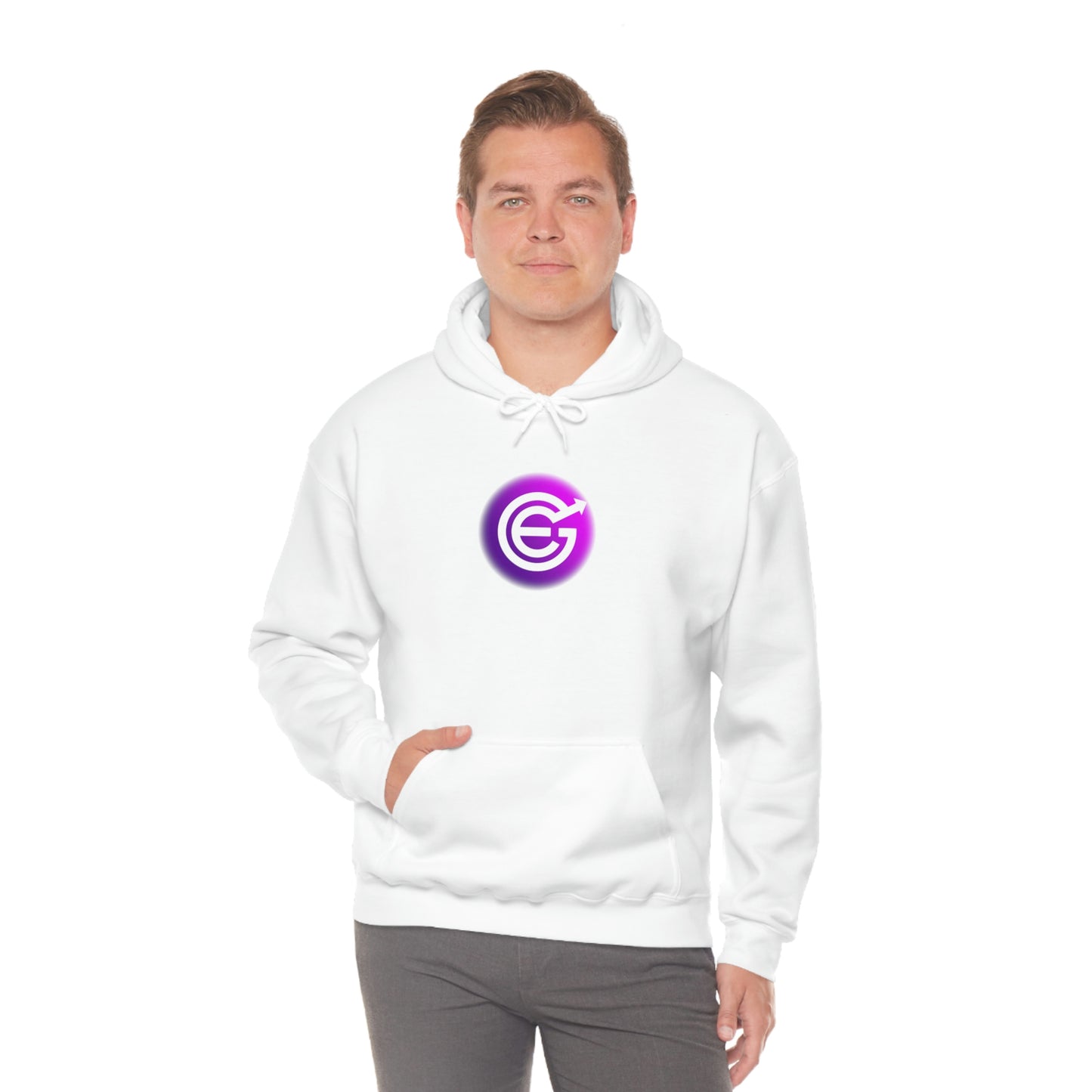 USA - Unisex Heavy Blend™ Hooded Sweatshirt - Evergrow Logo on front and QR Code on back with “The Evolution of Passive Income”