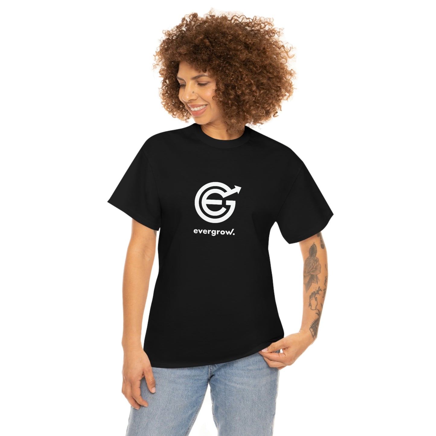 Copy of USA - Unisex Heavy Cotton Tee - EverGrow Logo in White and evergrow below - White shirt using EGC Purple color