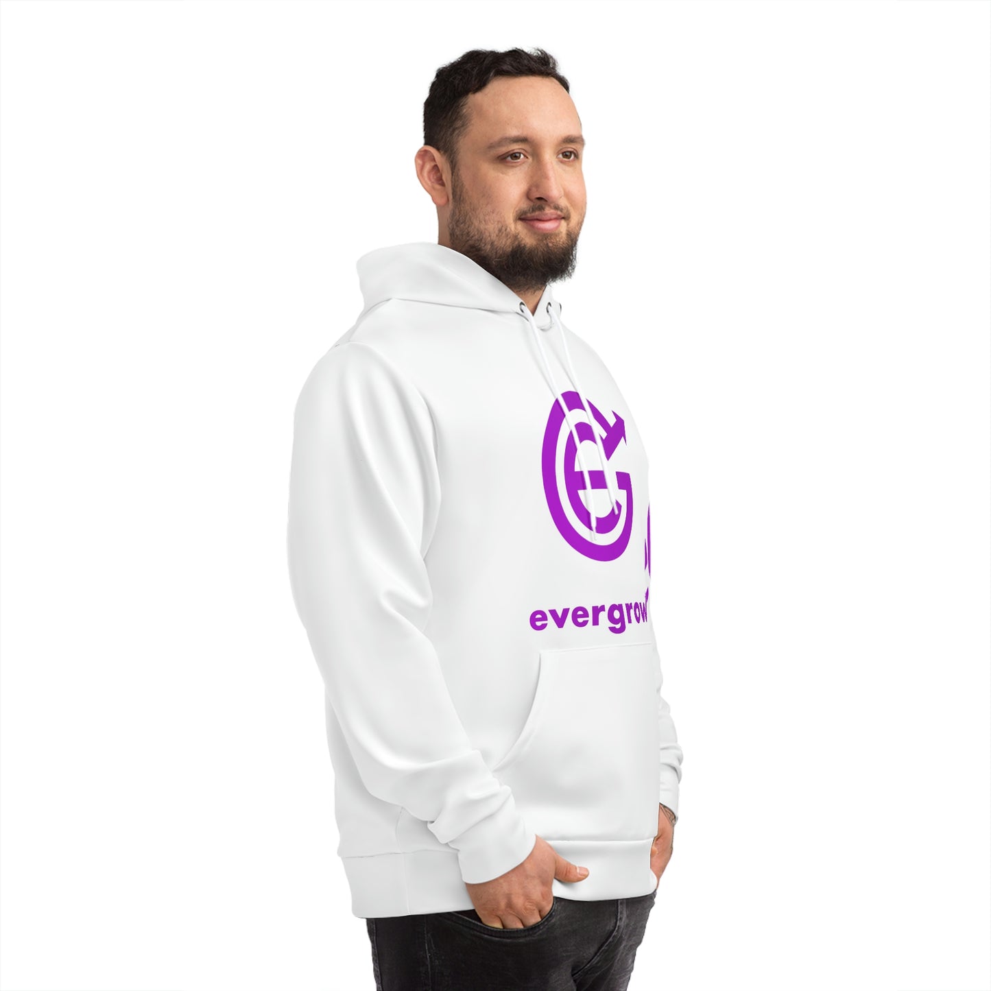 China - AOP Fashion Hoodie - White with EGC Logo and QR Code on back